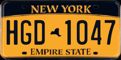 NY license plate HGD1047