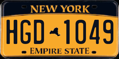 NY license plate HGD1049