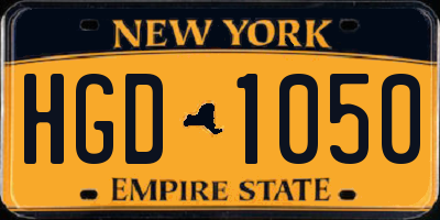 NY license plate HGD1050