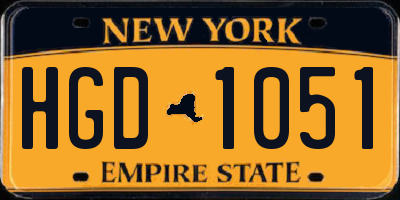 NY license plate HGD1051