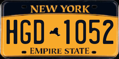 NY license plate HGD1052