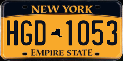 NY license plate HGD1053