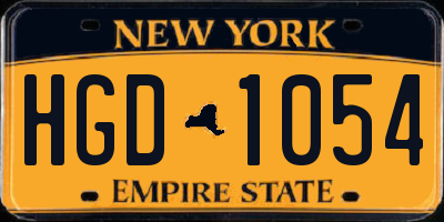 NY license plate HGD1054