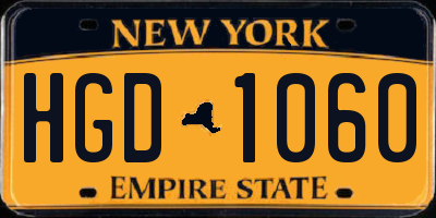 NY license plate HGD1060