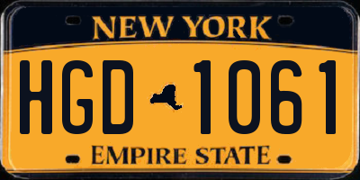 NY license plate HGD1061