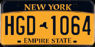 NY license plate HGD1064