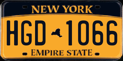 NY license plate HGD1066