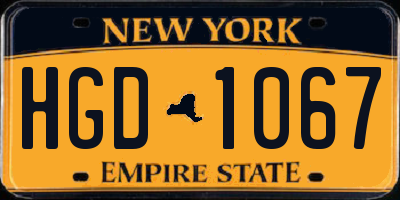 NY license plate HGD1067