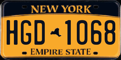 NY license plate HGD1068