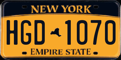 NY license plate HGD1070