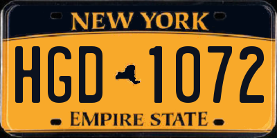 NY license plate HGD1072