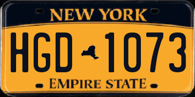 NY license plate HGD1073