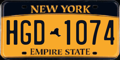 NY license plate HGD1074