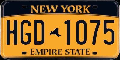 NY license plate HGD1075