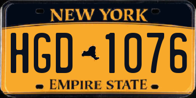 NY license plate HGD1076