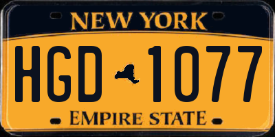 NY license plate HGD1077