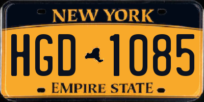 NY license plate HGD1085