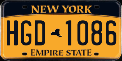 NY license plate HGD1086