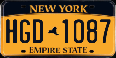 NY license plate HGD1087