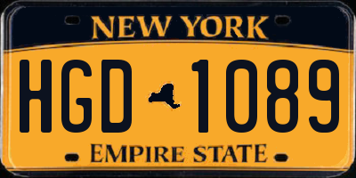 NY license plate HGD1089