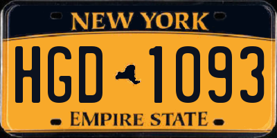 NY license plate HGD1093