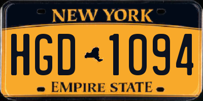 NY license plate HGD1094