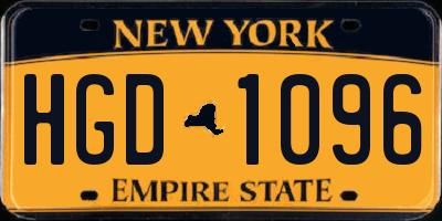 NY license plate HGD1096