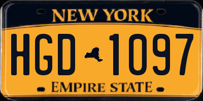 NY license plate HGD1097