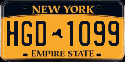 NY license plate HGD1099