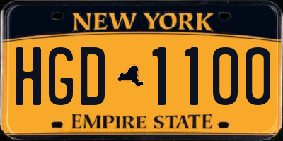 NY license plate HGD1100