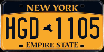 NY license plate HGD1105