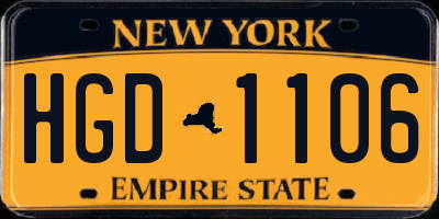 NY license plate HGD1106