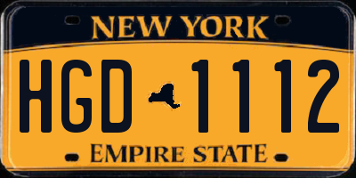 NY license plate HGD1112
