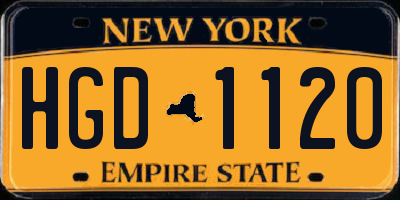 NY license plate HGD1120