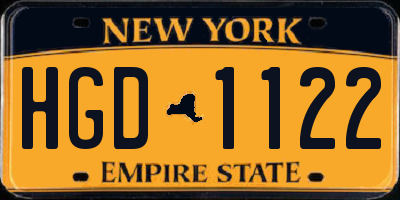 NY license plate HGD1122