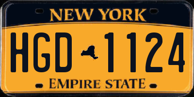 NY license plate HGD1124