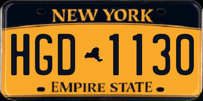NY license plate HGD1130