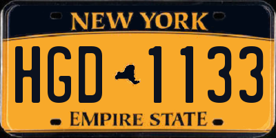 NY license plate HGD1133