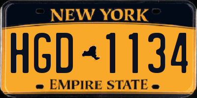NY license plate HGD1134