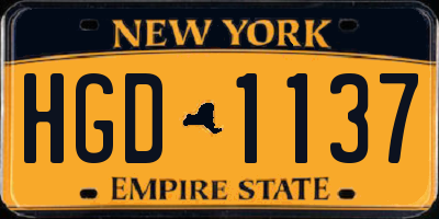 NY license plate HGD1137
