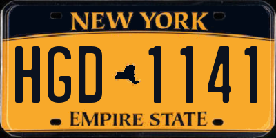 NY license plate HGD1141