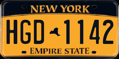 NY license plate HGD1142