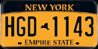 NY license plate HGD1143