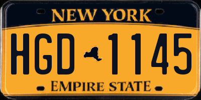 NY license plate HGD1145