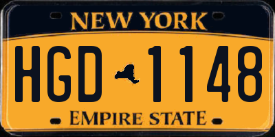 NY license plate HGD1148