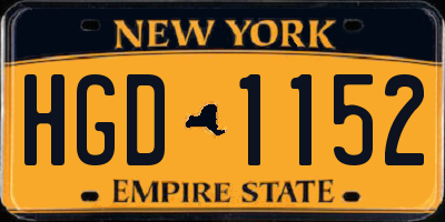 NY license plate HGD1152