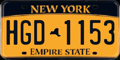 NY license plate HGD1153