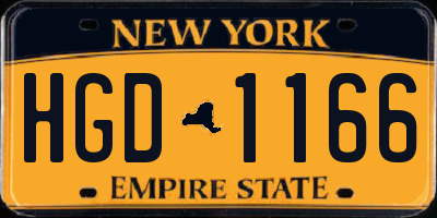NY license plate HGD1166
