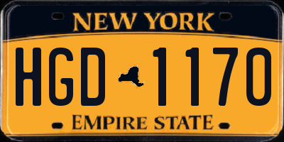 NY license plate HGD1170