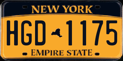 NY license plate HGD1175